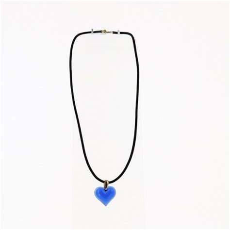 Collier Lalique Coeur En Cristal Bleu