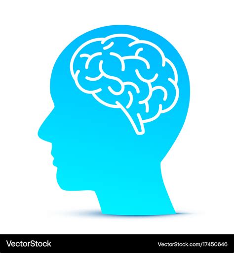 Silhouette Head With Brain On Blue Royalty Free Vector Image