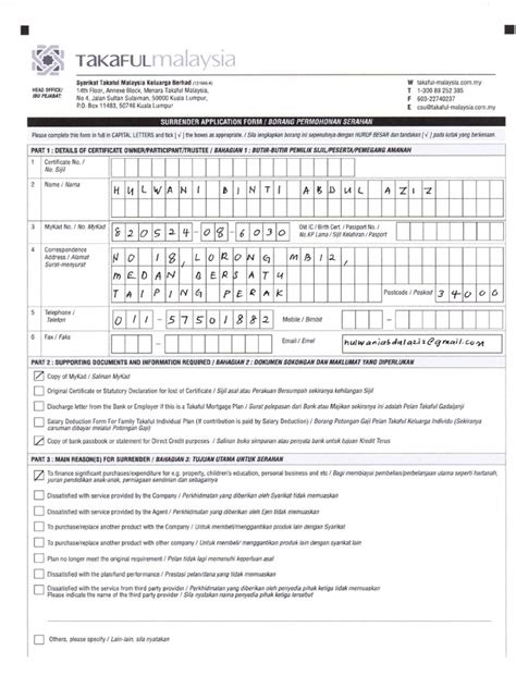 Borang Takaful Pdf