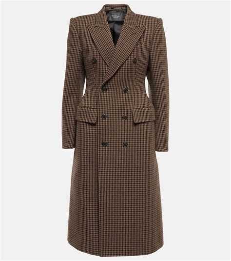 Balenciaga Houndstooth Wool Blend Coat ShopStyle