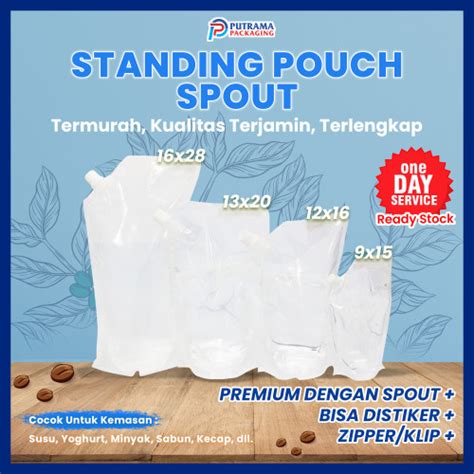 Jual Kemasan Ecer Standing Pouch Transparan Spout 150 Ml ISI 10 PCS