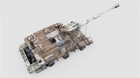 Destroyed 2S19 Msta 152 Mm Self Propelled Howitzer M1990 3D Model