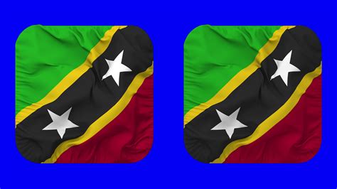 Saint Kitts And Nevis Flag In Squire Shape Isolated With Plain And Bump