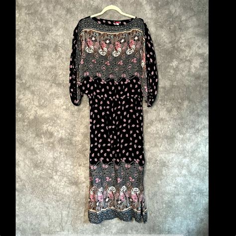 Vintage Late S Early S Sheer Printed Dress Gem