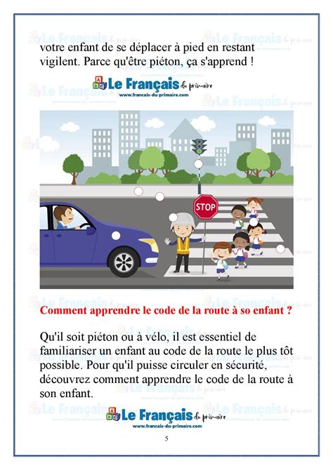 Code du piéton 5ème année Le français du primaire