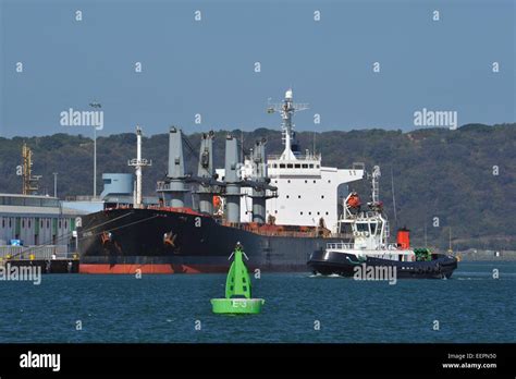 Cargo Ship At Dock Tugboat Durban Harbour Kwazulu Natal South