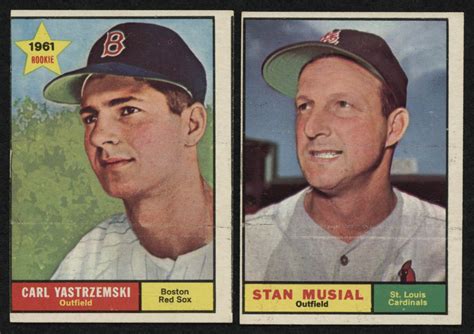 Lot Of 2 1961 Topps Baseball Cards With 287 Carl Yastrzemski 290