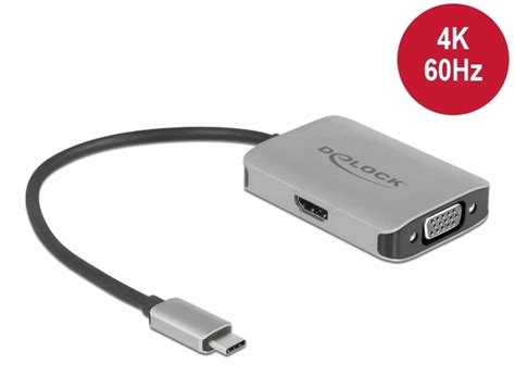 Adaptor USB Type C DP Alt Mode La 1 X HDMI 4K60Hz 1 X VGA Cu HDR