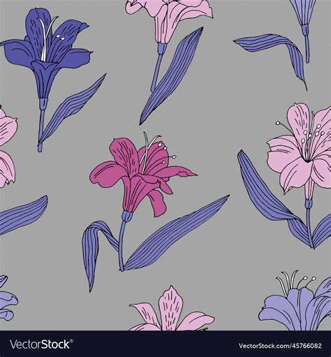 Seamless Pattern With Alstroemeria Of Different Vector Image