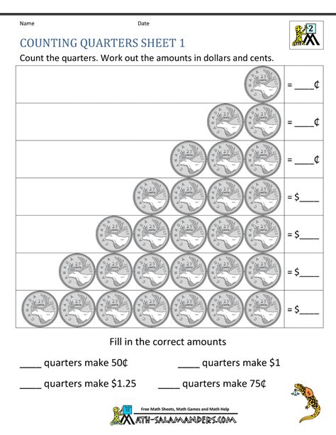 Money Worksheet For Second Grade