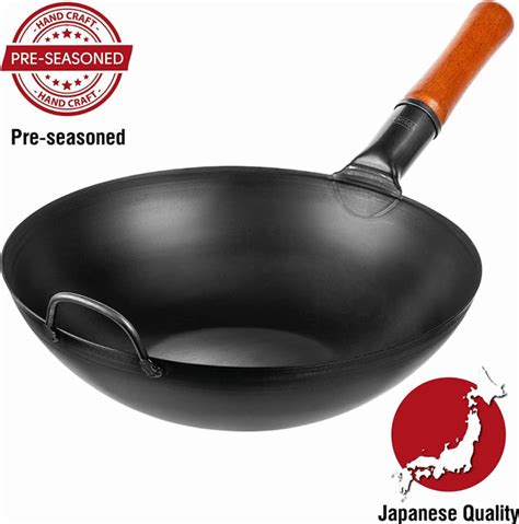 Pre Seasoned Carbon Steel Wok Pan Woks And Stir Fry Pans