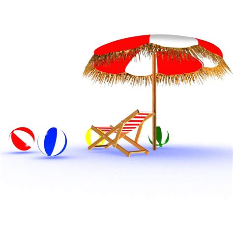 Beach Chair And Umbrella 3d Model 15 Max Fbx Unknown Free3d