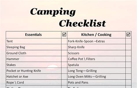 Camping Checklist Tent, Camping, Sleeping Bags, Adventure, Hiking ...