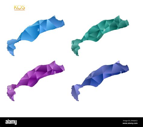 Set Of Vector Polygonal Maps Of Kos Bright Gradient Map Of Island In