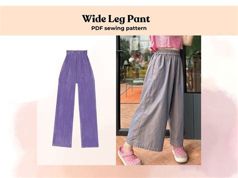 Wide Leg Pants Sewing Pattern Pants Pattern High Elastic Waisted