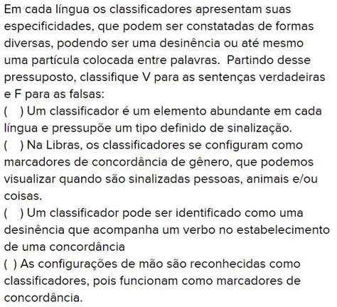 Sobre Os Classificadores Está Incorreto Afirmar - em cada língua os classificadores apresentam suas especificidades, que ...