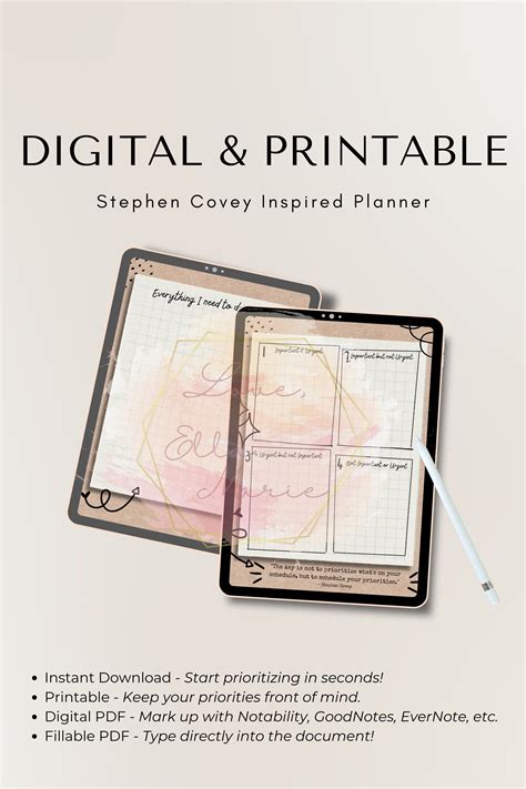 Stephen Covey Inspired Digital & Printable Planner - Etsy