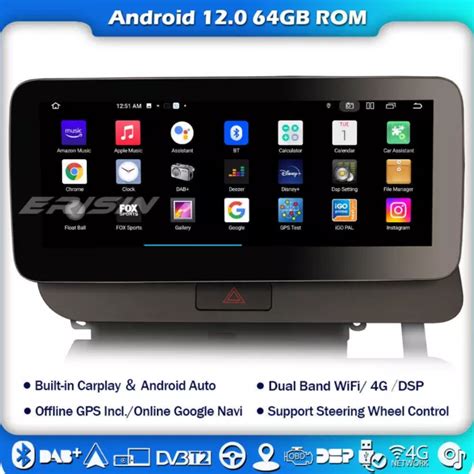 4 64GB ANDROID 12 CarPlay DAB 10 25 Autoradio GPS OBD Bluetooth For