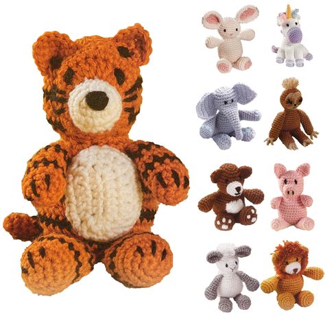 Leisure Arts Little Crochet Friend Animals Crochet Kit, Tiger, 8", Complete Crochet kit, Learn ...