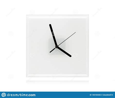 Modern Clock Isolated On White Background Mirror Frame In Clock