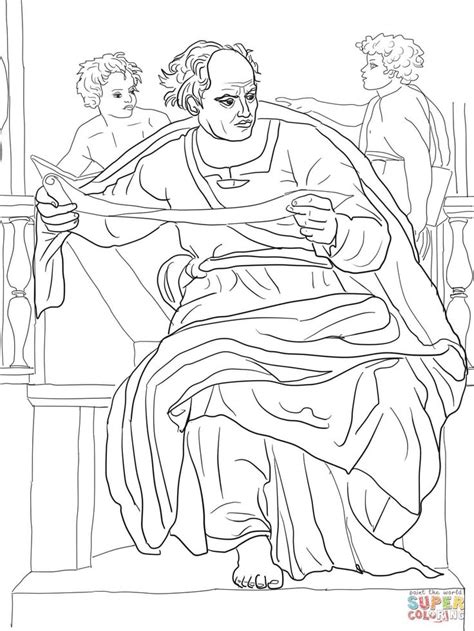 Prophet Joel Coloring Page From Michelangelo Category Sistine Chapel