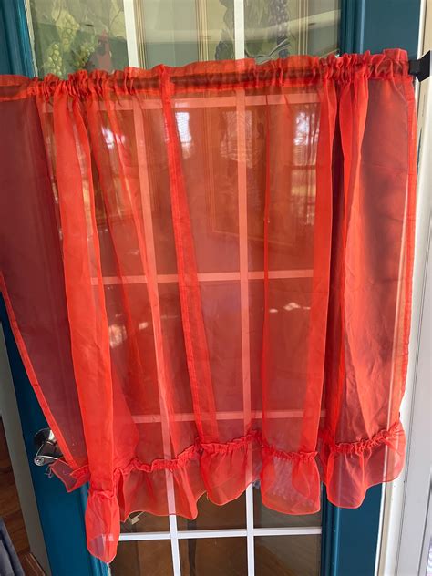 Vintage 1970s Sheer Kitchen Cafe Curtain Tiers Valance In Etsy