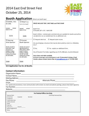 Fillable Online Booth Application Check One Booth Type Fax Email