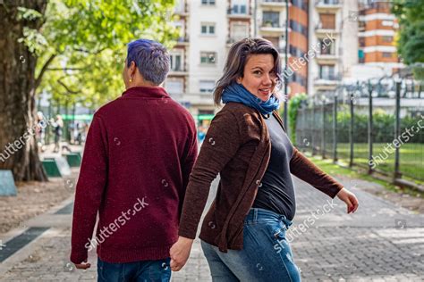 Back View Two Friends Walking Park Editorial Stock Photo Stock Image