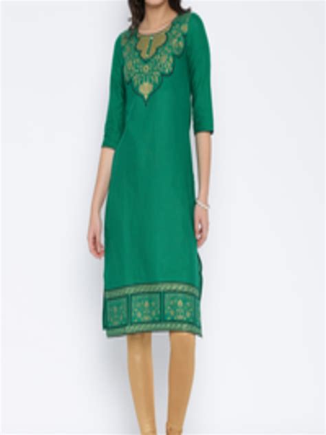 Buy Aurelia Women Green Printed Straight Kurta Kurtas For Women