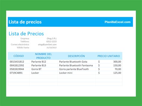 Plantilla Para Lista De Precios Ejemplos Formatos【 2024