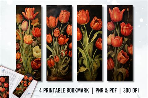 Tulip Watercolor Bookmark Printable Graphic By Babydell Art Creative