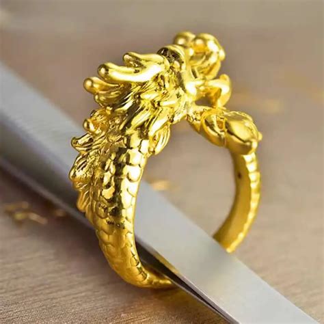 pure  yellow gold ring  gold  dragon ring bring luckyjpg
