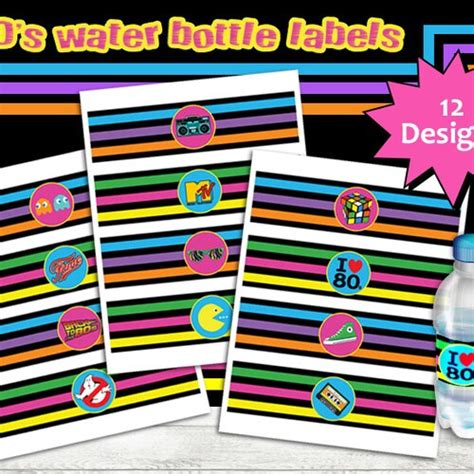 80 S Water Bottle Labels 80s Party 80s Printable Bottle Etsy Canada