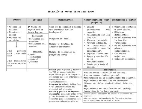 Docx Selecci N De Proyectos De Seis Sigma Dokumen Tips