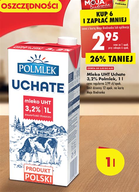 Promocja Polmlek Mleko UHT Uchate 3 2 1l W Biedronka