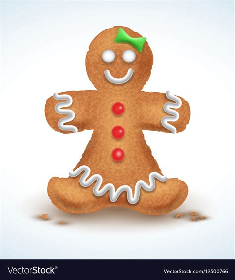 Gingerbread man decorated colored icing holiday Vector Image