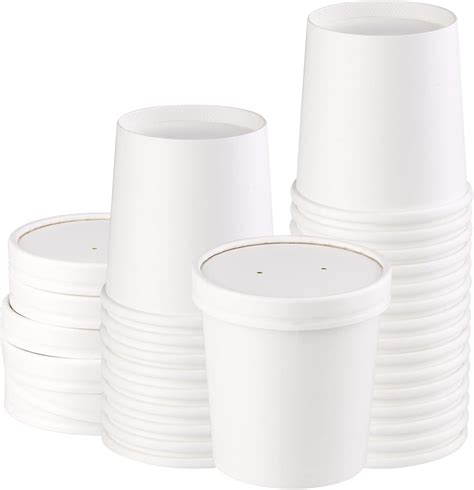 Amazon Fedmut 8oz 50 Pack Paper Soup Cup With Lids Kraft Paper