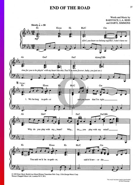 End Of The Road (Boyz II Men) Piano Sheet Music - OKTAV