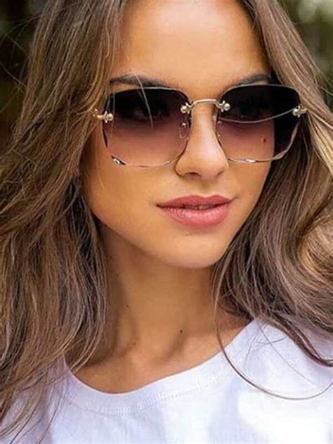 Gafas De Sol Cuadradas Sin Montura Para Mujer Gafas Cuadradas A La