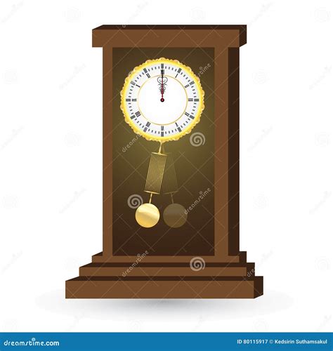 Vector Illustration Of Old Antique Pendulum Clock Stock Vector