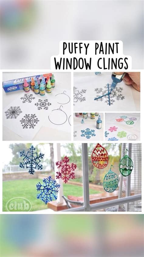 Puffy Paint Window Clings Diy Christmas Ornaments Easy Christmas