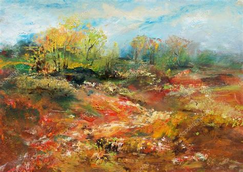 Colorful landscape, oil painting — Stock Photo © kvocek #122955094