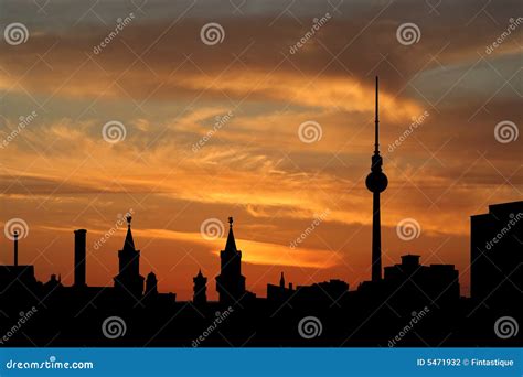 Berlin skyline at sunset stock illustration. Illustration of germany ...