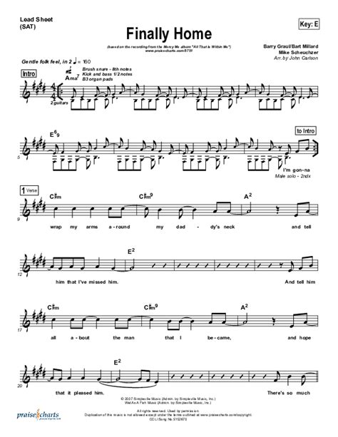 Finally Home Sheet Music Pdf Mercyme Praisecharts