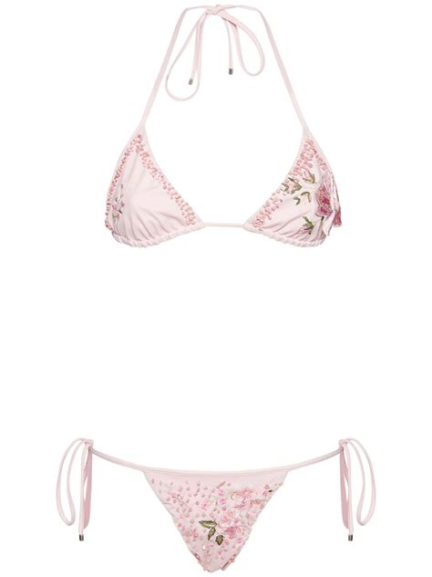 Blumarine Beaded Triangle Bikini Luisaviaroma