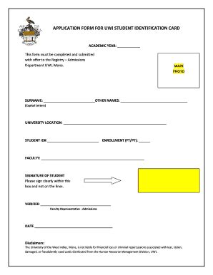 Fillable Online Isis Uwimona Edu Application Form For Uwi Student