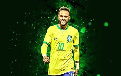 Descargar 4k neymar jr luces de neón verdes selección de brasil