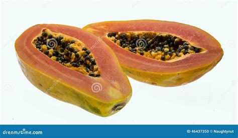 Half Cut Papaya Fruits on White Background. Stock Photo - Image of food ...