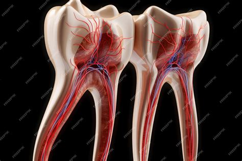 Premium Photo | A model of teeth with an internal device showing nerves ...