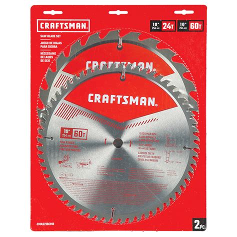 Craftsman 2 Pc Carbide Tipped Circular Saw Blade Set 10 In Dia 5 8 In Arbour 24 And 60